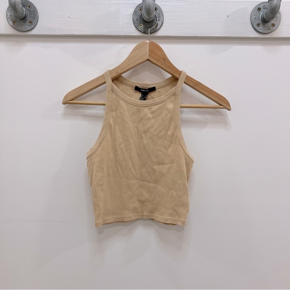 Racerback tan cropped tank top